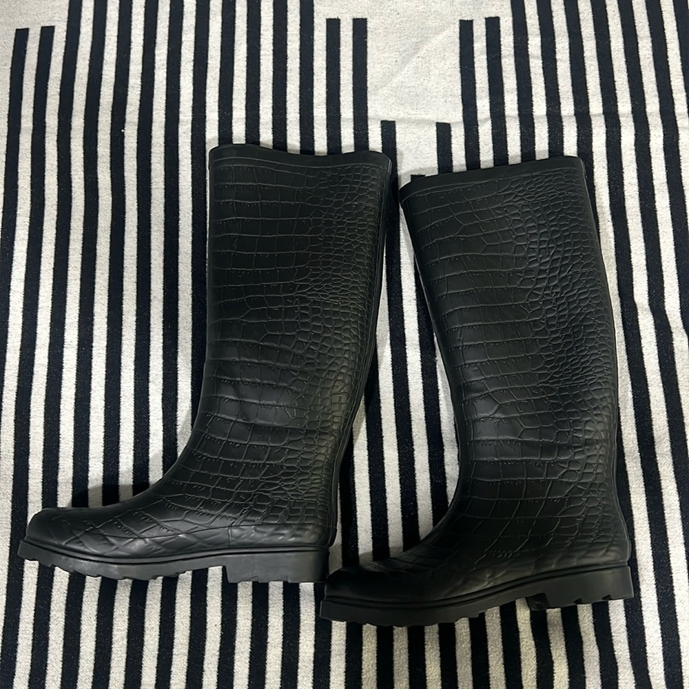 Black rain boots